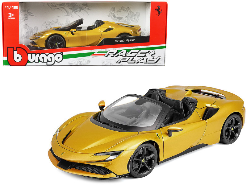 1/18 BBurago Ferrari SF90 Spider (Gold Metallic) Diecast Car Model