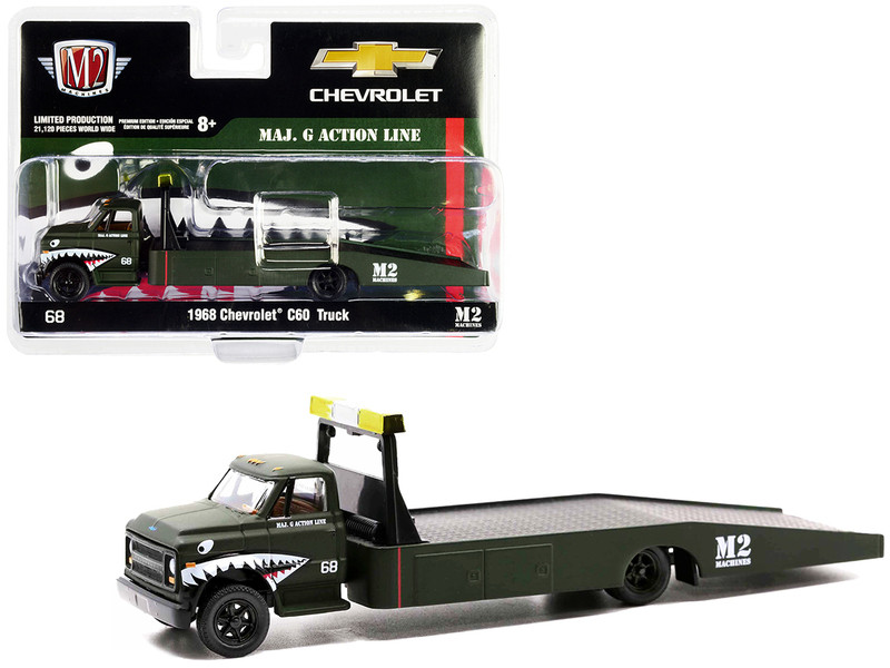 1968 Chevrolet C60 Flatbed Truck #68 Matt Dark Green with Graphics