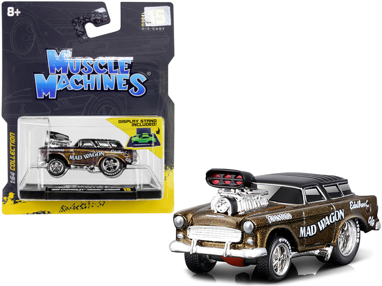 1955 Chevrolet Nomad Gasser Gold Metallic with Black Top "Mad Wagon" 1/64 Diecast Model Car by Muscle Machines