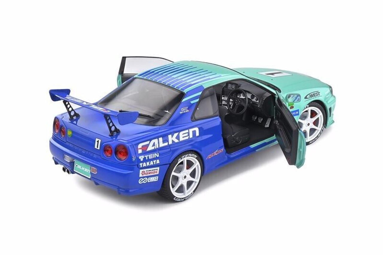 1/18 Solido 2001 Nissan Skyline GT-R (R34) Falken JGTC #1 Diecast Car Model
