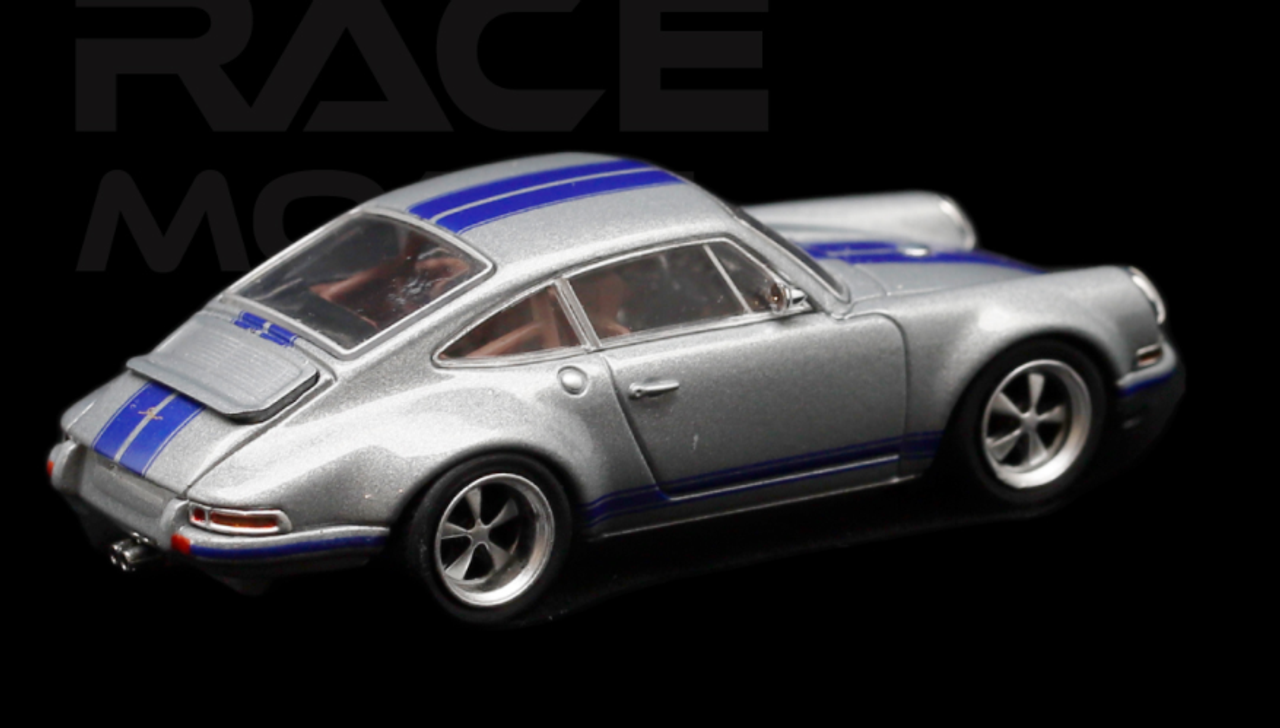  1/64 POPRACE Porsche Singer 911 -964 Grey/Blue Diecast Car Model