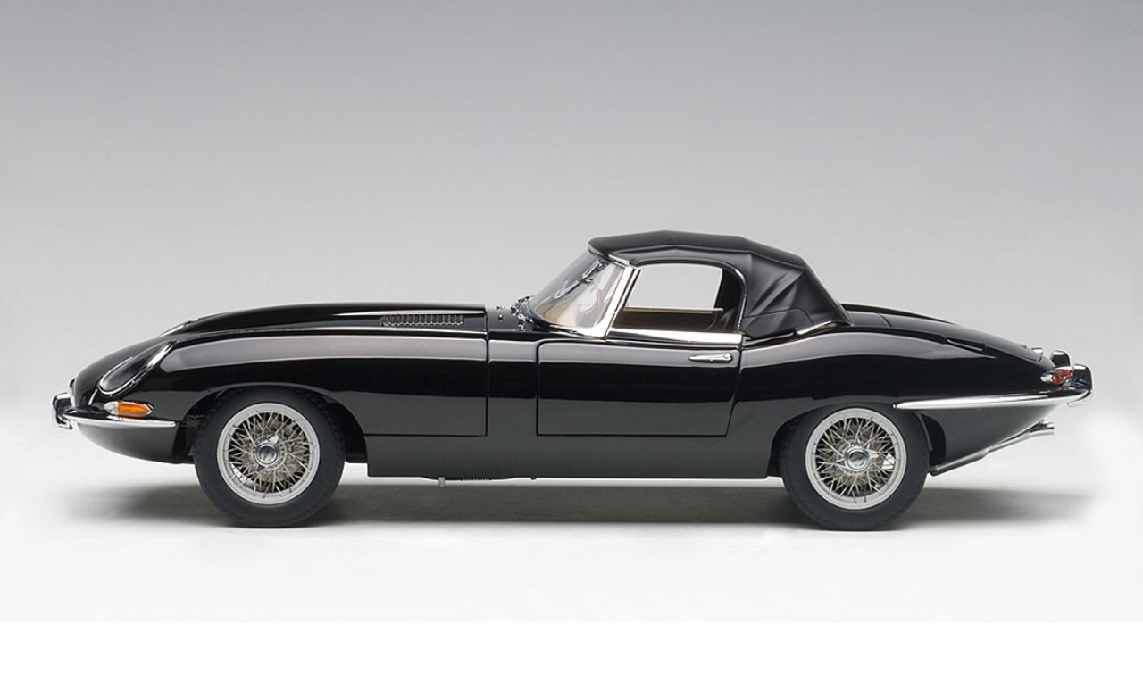 1/18 AUTOart Jaguar E-Type Roadster Series I 3.8 (Black) with Metal Wire-Spoke Wheels) Car Model