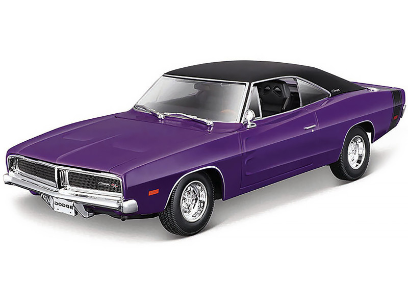 1/18 Maisto 1969 Dodge Charger R/T (Purple with Matt Black Top and