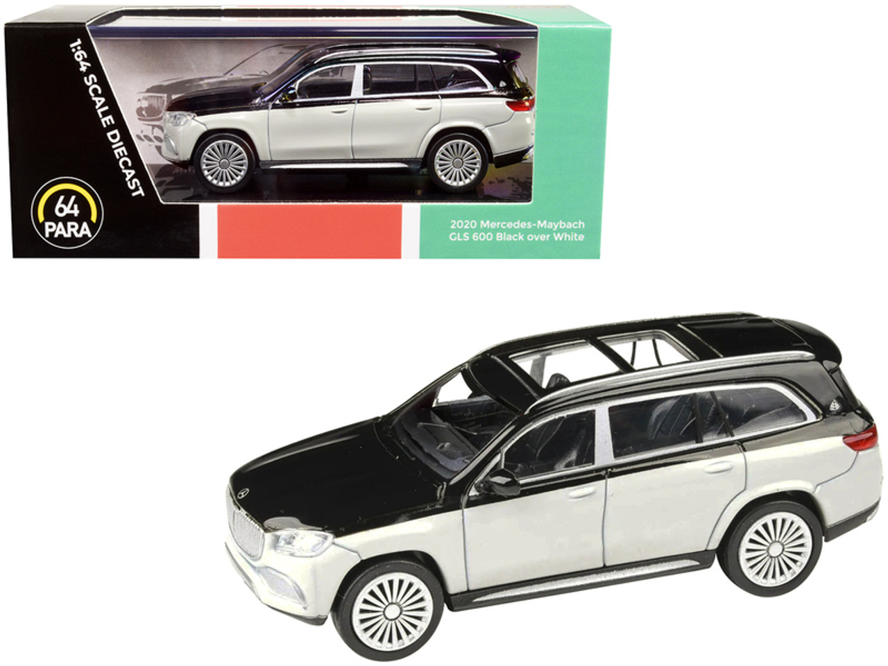 2020 Mercedes-Maybach GLS 600 with Sunroof White Metallic and Black 1/64 Diecast Model Car by Paragon