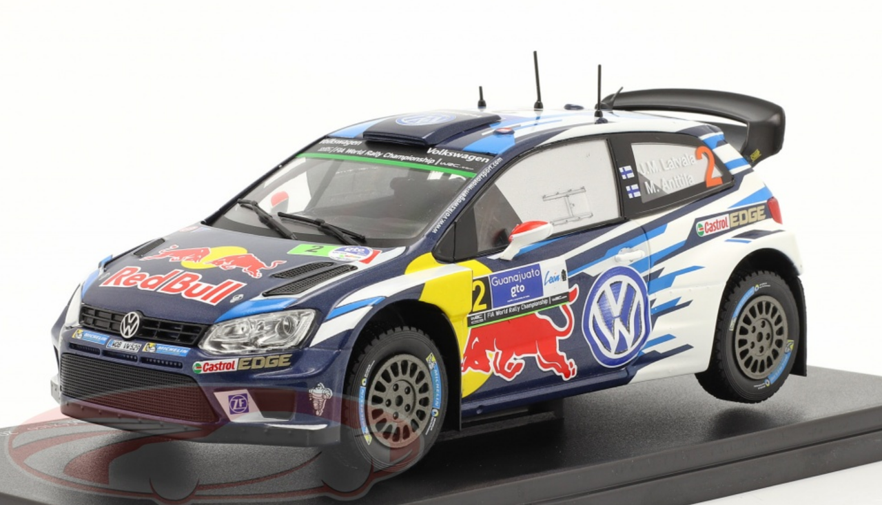 1/43 Ixo 2016 Volkswagen VW Polo R WRC #2 Winner Rallye Guanajuato Mexico  Volkswagen Motorsport Jari-Matti Latvala, Miikka Anttila Car Model