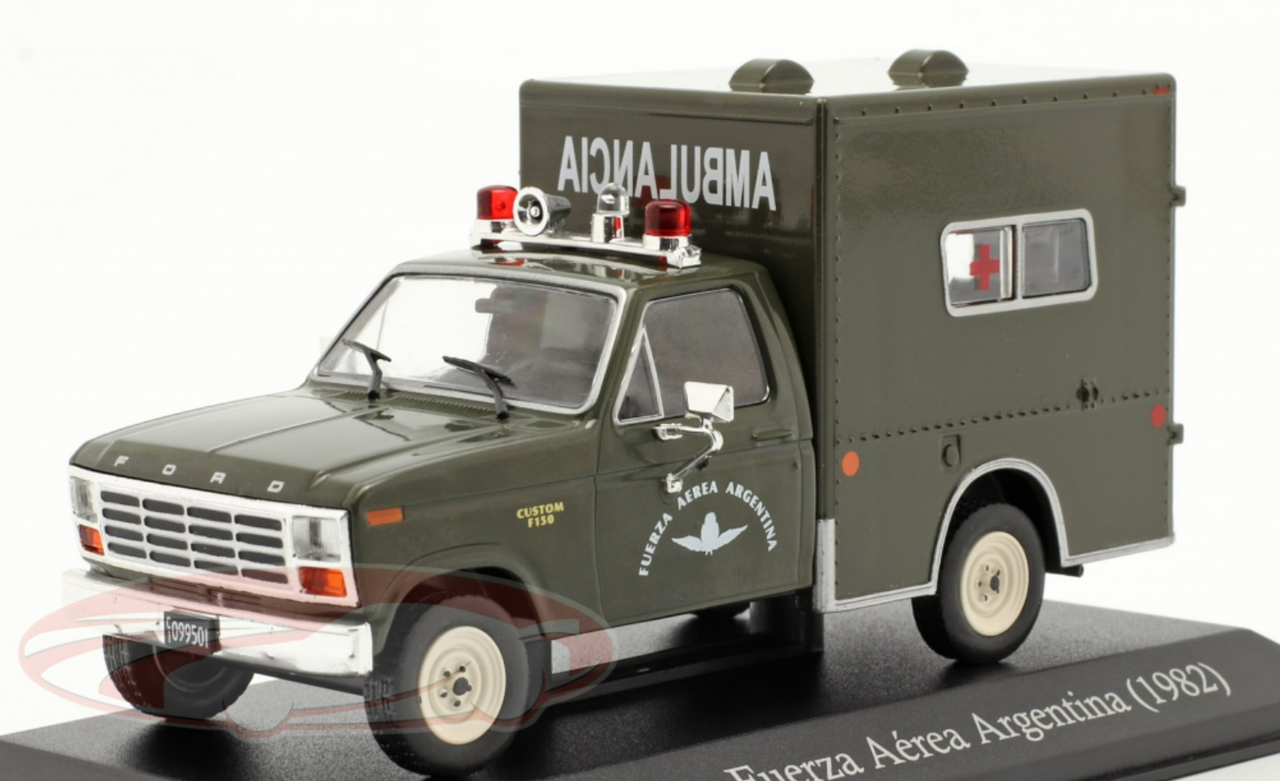 1/43 Altaya 1982 Ford F-150 Military Ambulance Argentina (Dark Olive Green) Car Model