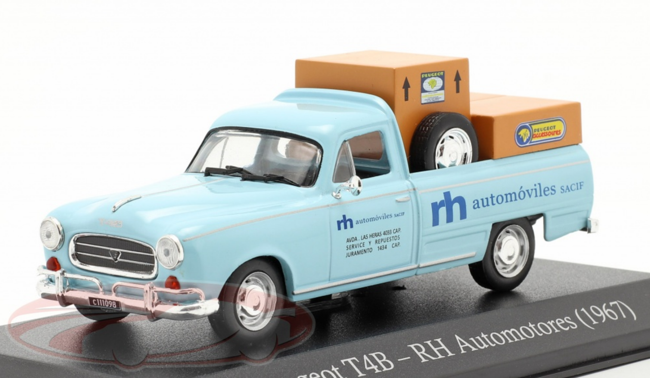 1/43 Altaya 1967 Peugeot T4B Pick-Up RH Automotores (Light Blue) Car Model