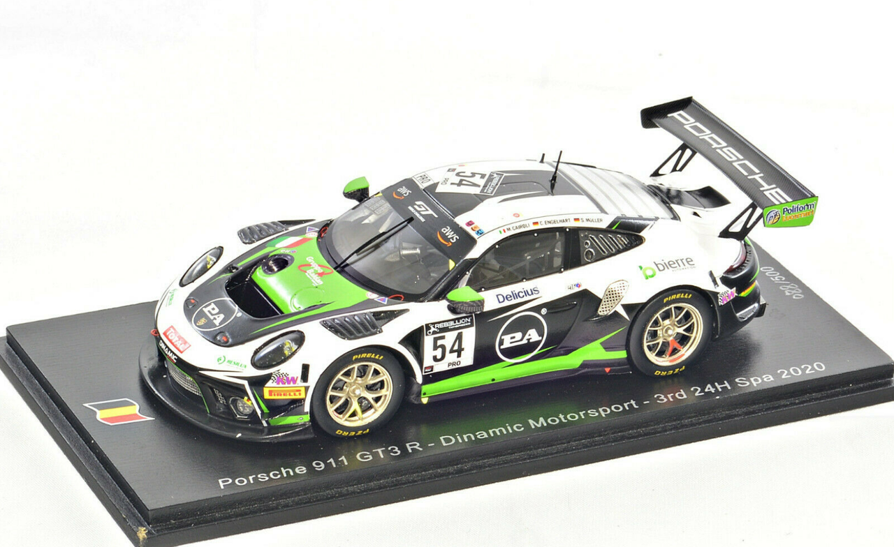 1/43 Spark 2020 Porsche 911 GT3 R #54 3rd 24h Spa Dinamic Motorsport Matteo Cairoli, Christian Engelhart, Sven Müller Car Model