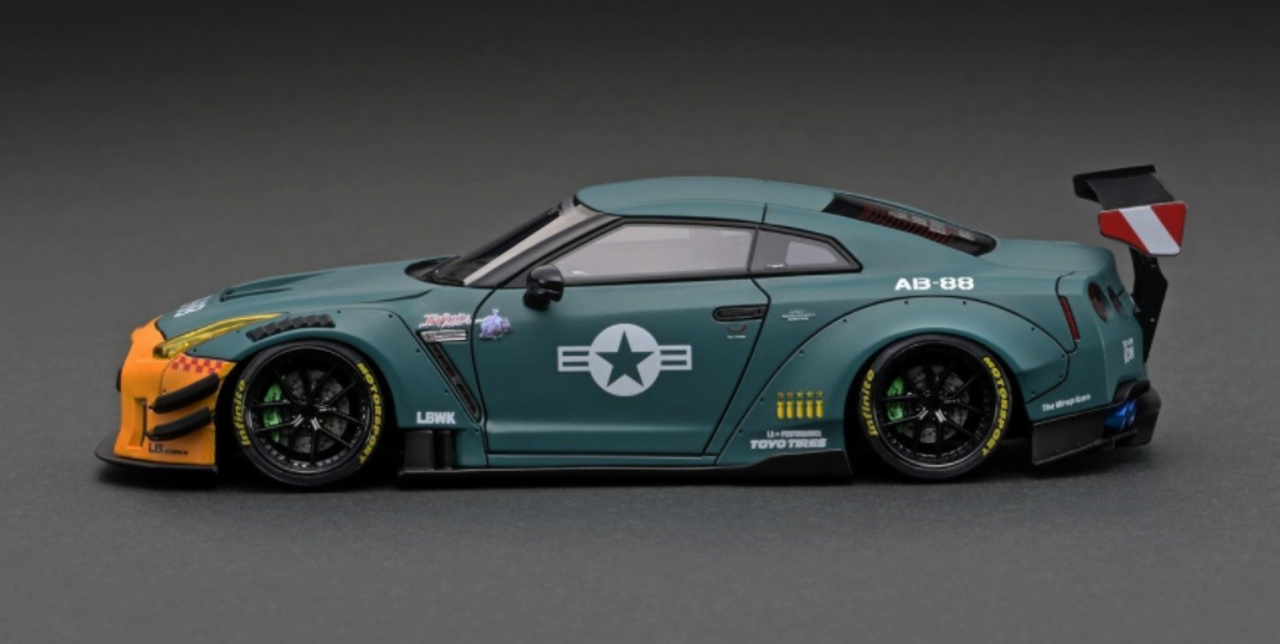 1/43 Ignition Model LB-WORKS Nissan GT-R R35 type 2 Matte Green w/ Engine