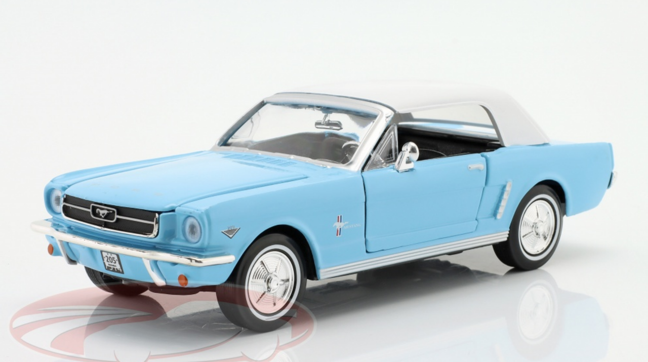 1964 1/2 Ford Mustang Light Blue with White Top James Bond 007 "Thunderball" (1965) Movie "James Bond Collection" Series 1/24 Diecast Model Car by Motormax