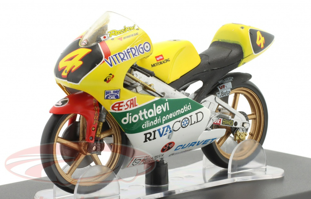 1/18 Altaya 1995 Valentino Rossi Aprilia RS 125 GP #4 Motorcycle European Championship Motorcycle Model