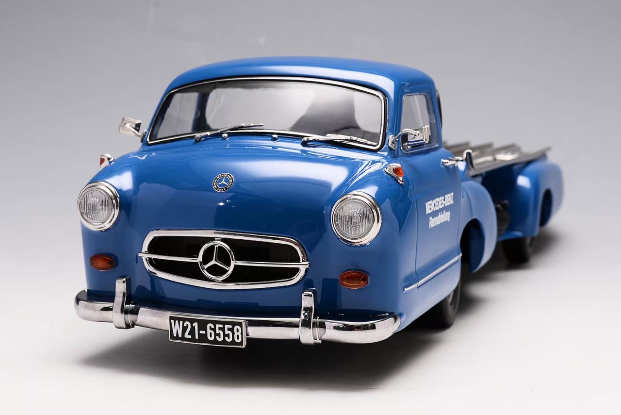 1/18 Ivy 1954 Mercedes-Benz Racing Car Transporter “The Blue Wonder” Car Model