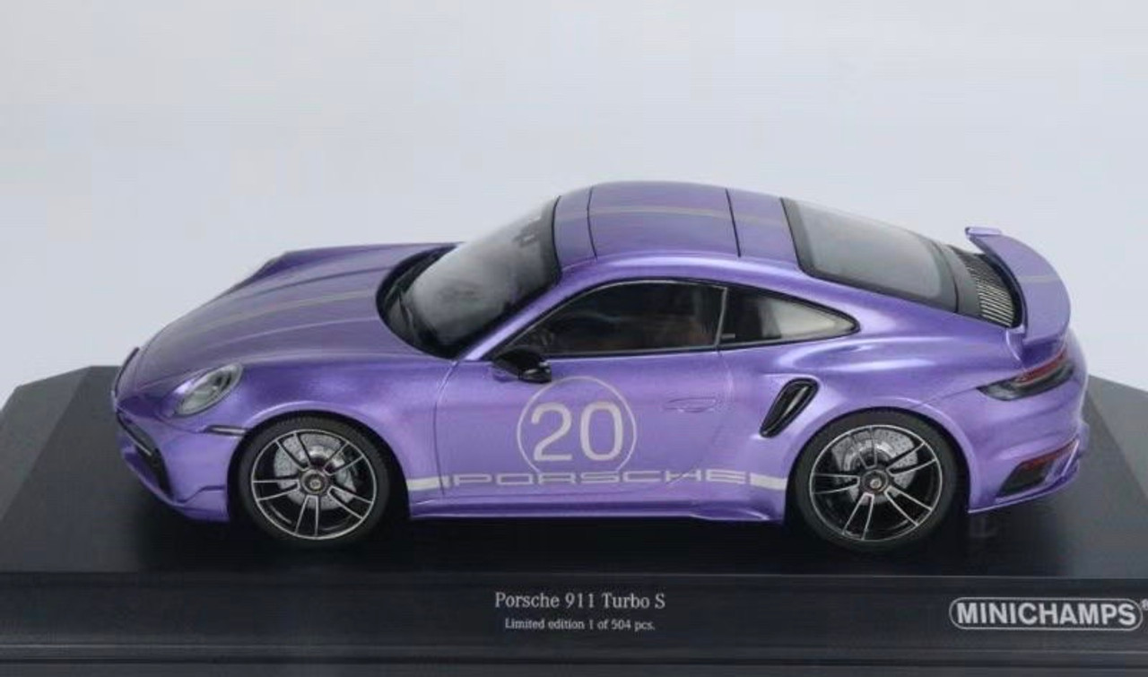 1/18 Minichamps 2021 911 (992) Turbo S Coupe Sport Design (Purple) Diecast Car Model