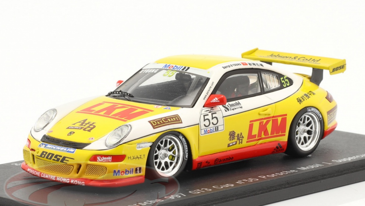 1/43 Spark 2007 Porsche 911 (997) GT3 Cup #55 Porsche Mobil 1 Supercup  Schnabl Engineering Darryl O'Young Car Model