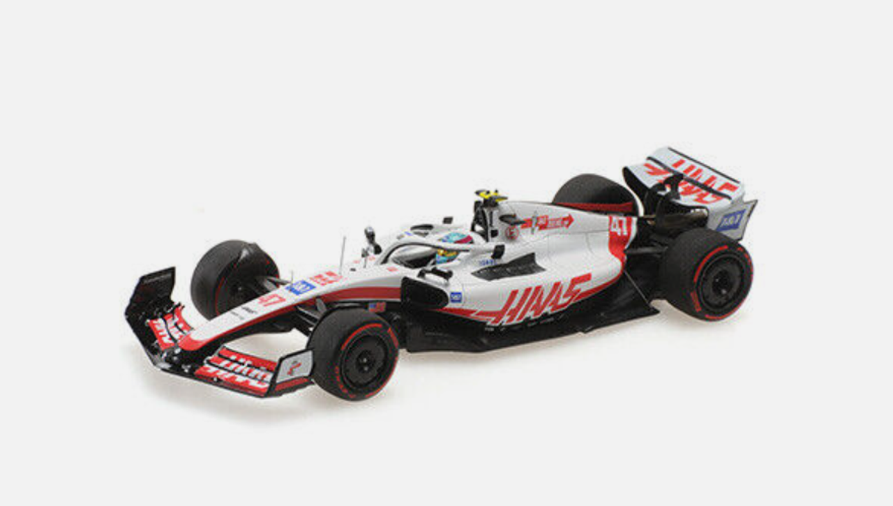1/43 Minichamps 2022 Formula 1 Mick Schumacher Haas VF-22 #47 First Points British GP Car Model