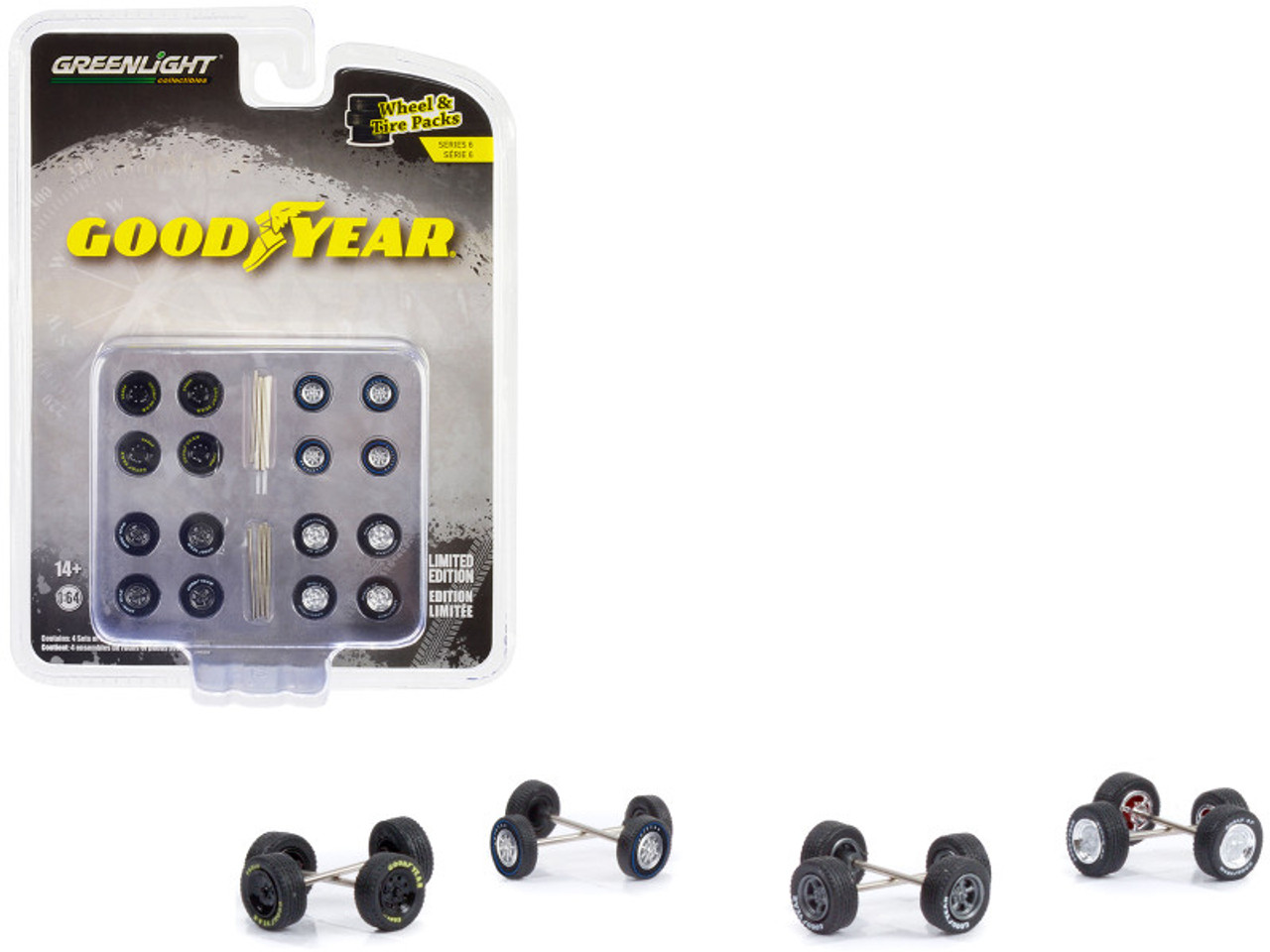 "Goodyear" Wheels and Tires Multipack Set of 24 pieces "Wheel & Tire Packs" Series 6 1/64 Scale Models by Greenlight
