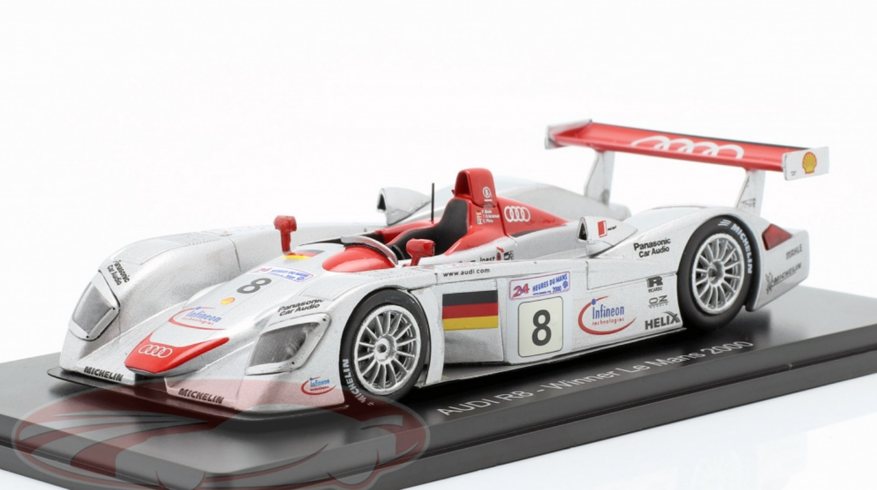 1/43 Spark 2000 Audi R8 #8 Winner 24h LeMans Audi Sport Team Joest Tom Kristensen, Emanuele Pirro, Frank Biela Car Model