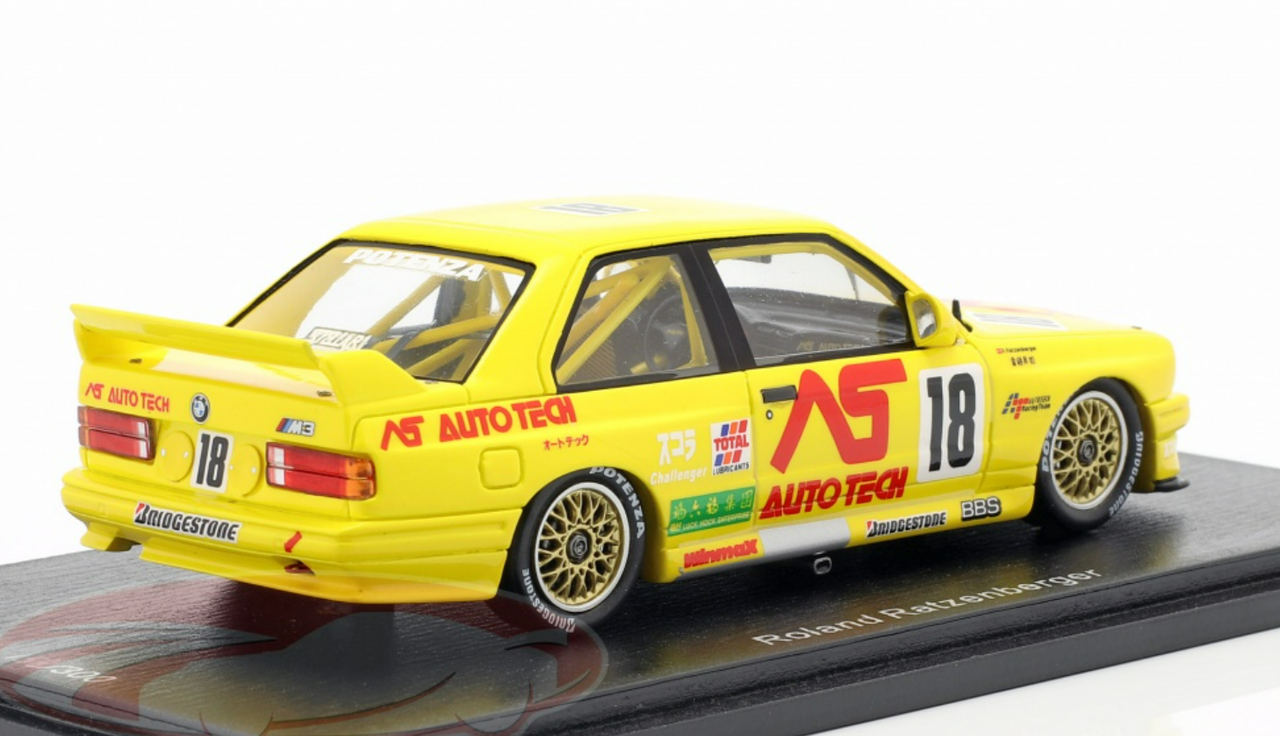 1/43 Spark 1991 BMW M3 (E30) #18 Macau Guia Race Auto Tech Racing Roland Ratzenberger Car Model