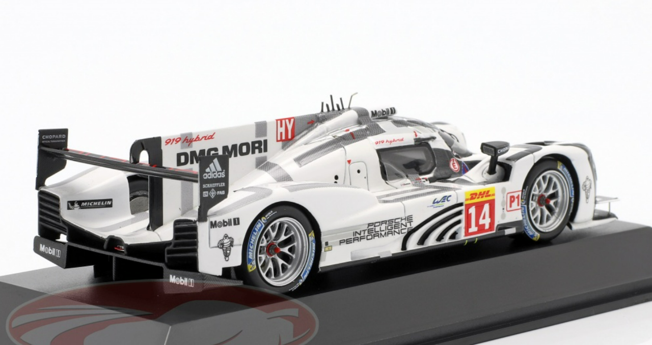 1/43 Dealer Edition 2014 Porsche 919 Hybrid #14 First Victory Sao Paulo Porsche Team Romain Dumas, Neel Jani, Marc Lieb Car Model