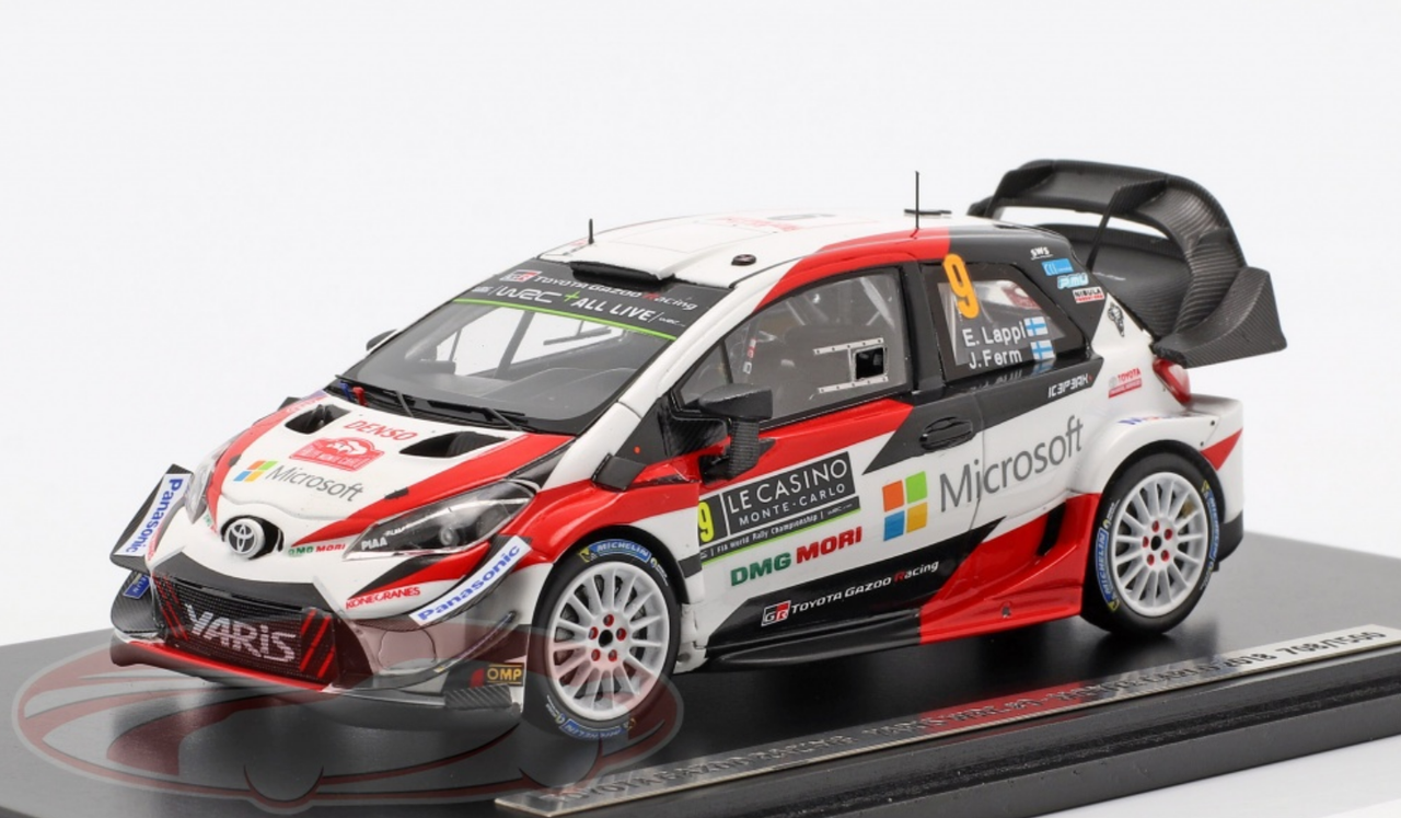 1/43 Spark 2018 Toyota Yaris WRC #9 7th Rallye Monte Carlo Toyota Gazoo Racing World Rally Team Esapekka Lappi, Janne Ferm Car Model