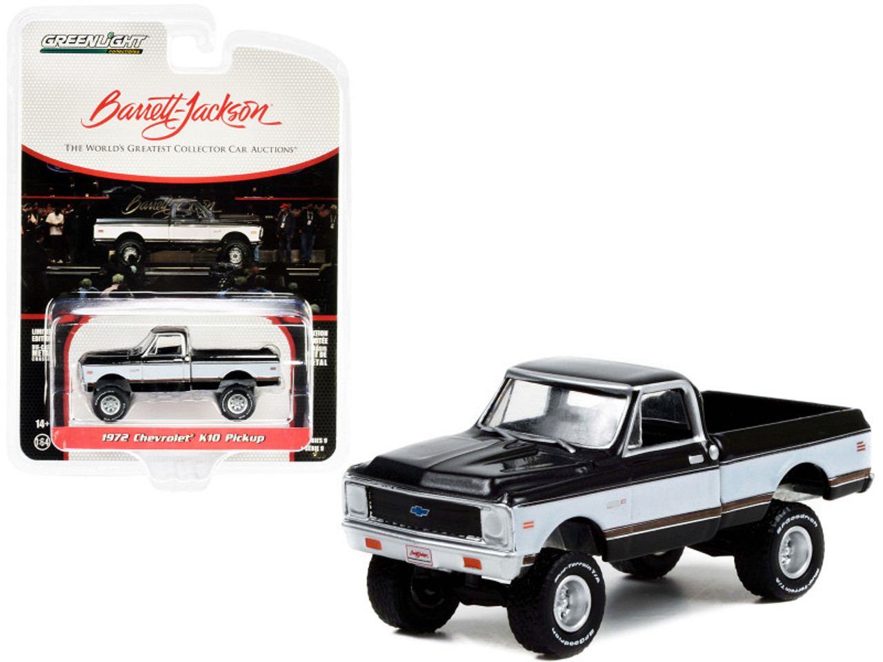 1972 Chevrolet K10 4X4 Pickup Truck Dark Gray Metallic with White and Brown Stripes (Lot #1027) Barrett Jackson "Scottsdale Edition" Series 9 1/64 Diecast Model Car by Greenlight