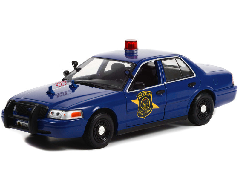 2008 Ford Crown Victoria Police Interceptor Dark Blue "Michigan State Police" "Hot Pursuit" Series 1/24 Diecast Model Car by Greenlight