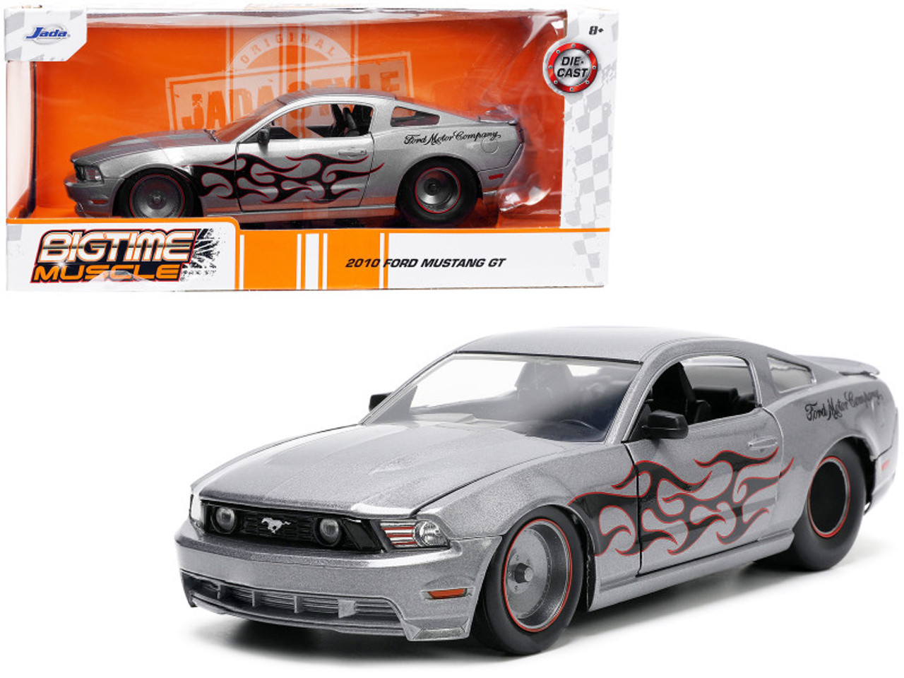1/24 Jada 2010 Ford Mustang GT (Gray Metallic with Flames) "Ford Motor Company" "Bigtime Muscle" Series Diecast Car Model