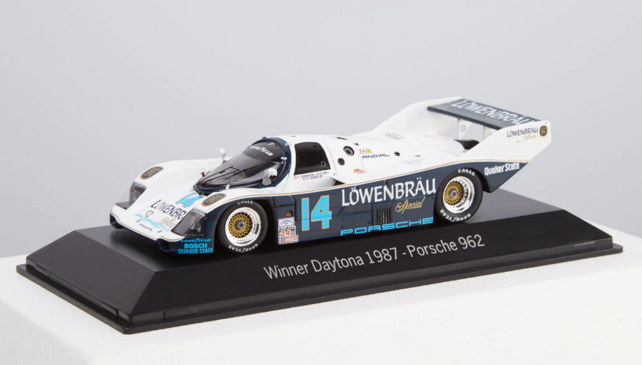 1/43 Dealer Edition 1987 Porsche 962 #14 Winner 24h Daytona Holbert Racing Chip Robinson, Derek Bell, Al Unser, Jr., Al Holbert Car Model