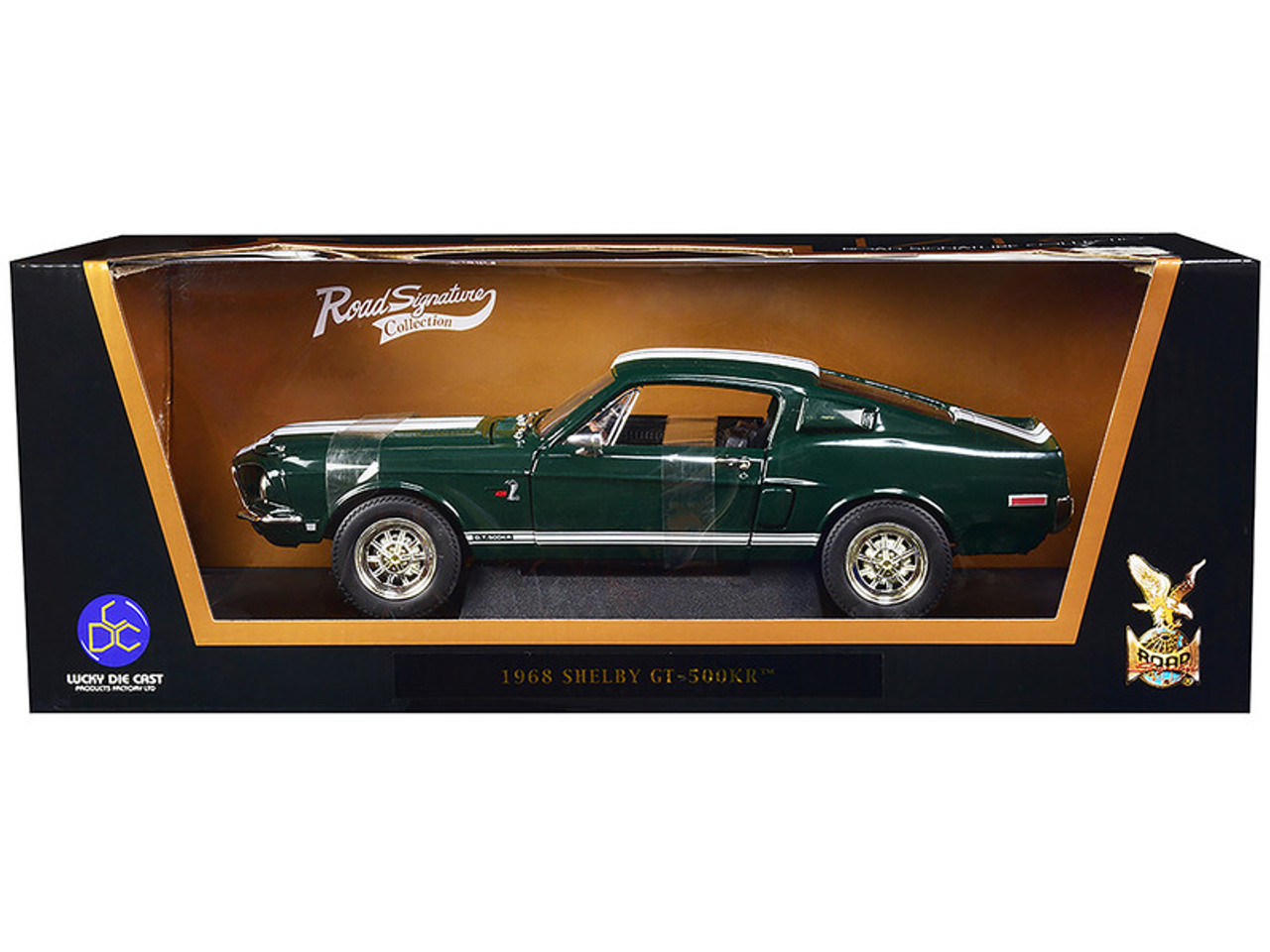 1/18 Road Signature 1968 Shelby GT500 KR (Dark Green with White Stripes) Diecast Car Model