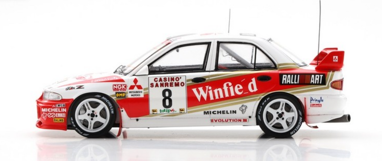 1/43 Mitsubishi Lancer Evolution  No.8 8th Rally San Remo 1996 Didier Auriol - Denis Giraudet