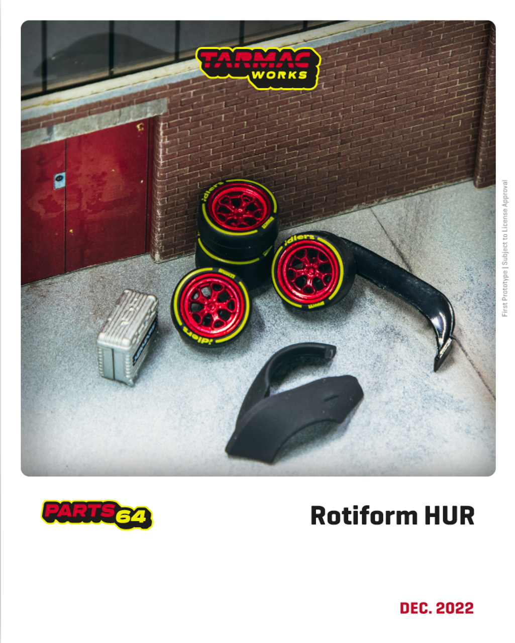 1/64 Tarmac Works Rotiform HUR Chrome Red Wheels for RWB Models