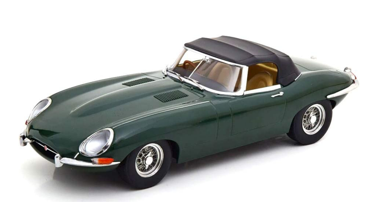 1/18 KK-Scale 1961 Jaguar E-Type Cabriolet Closed Top Series 1 RHD (Dark Green) Car Model