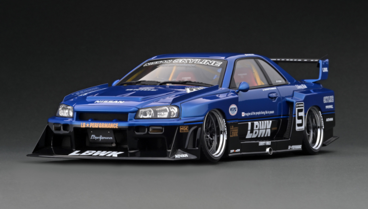 1/18 Ignition Model Nissan LB-ER34 Super Silhouette SKYLINE (Blue & Black) Resin Car Model