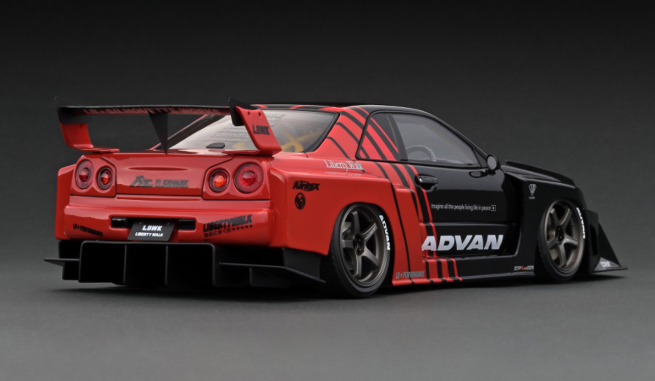 1/18 Ignition Model Nissan LB-ER34 Super Silhouette SKYLINE (Black & Red) Resin Car Model