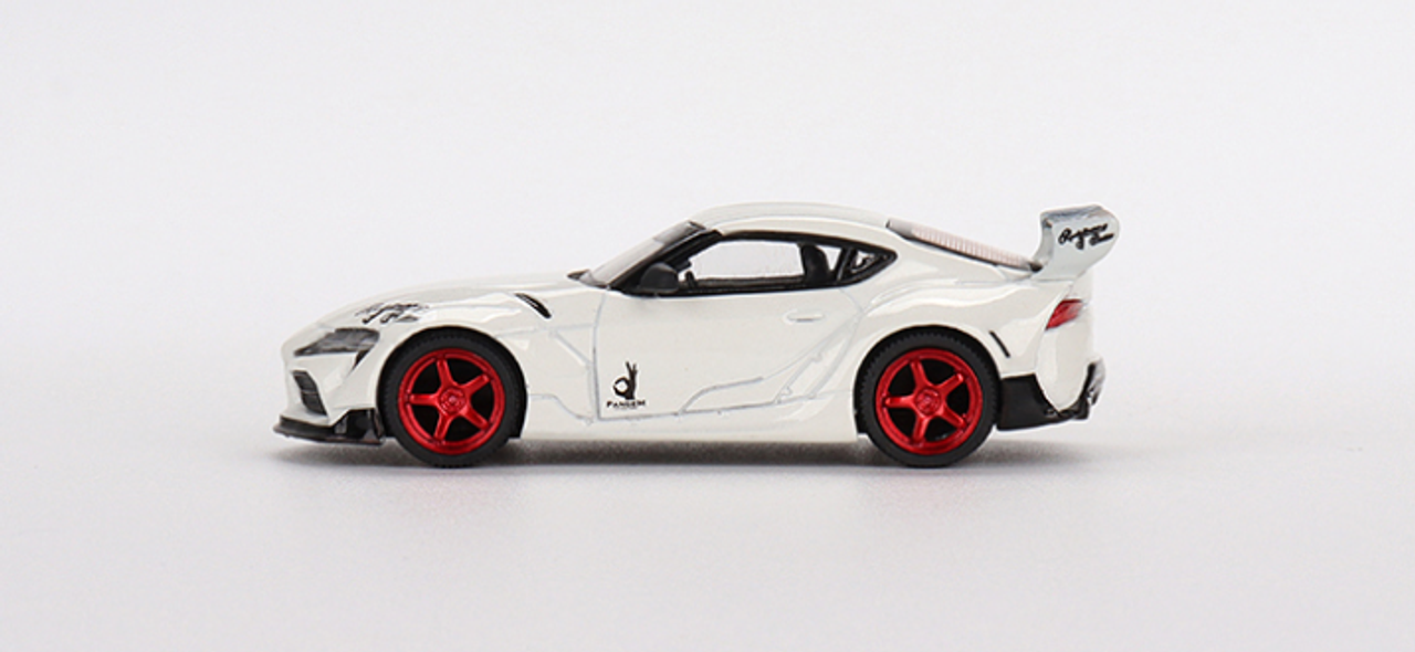 1/64 Mini GT Pandem Toyota GR Supra V1.0 (Pearl White with Red Wheels) Diecast Car Model