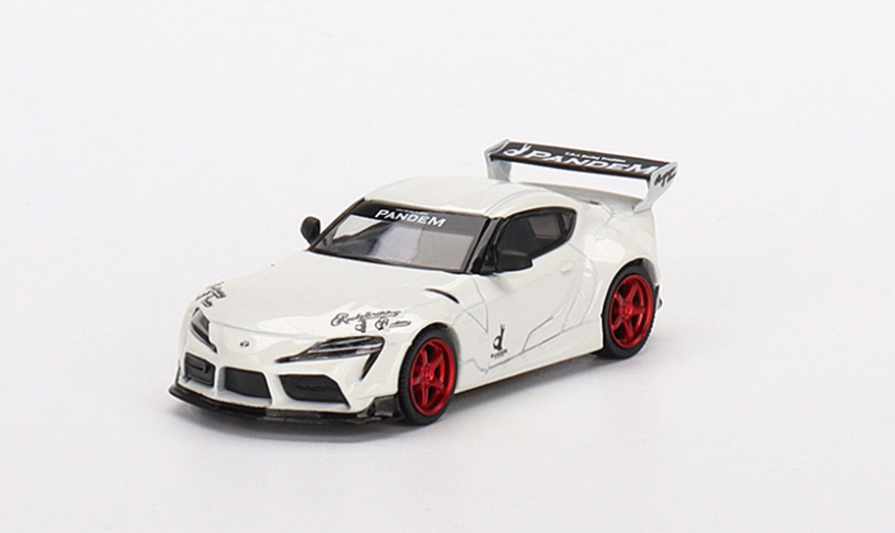 1/64 Mini GT Pandem Toyota GR Supra V1.0 (Pearl White with Red Wheels) Diecast Car Model
