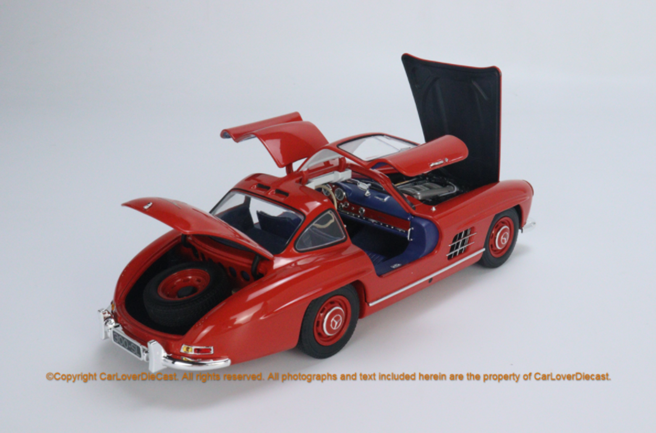 1/18 MINICHAMPS Mercedes-Benz 300SL (W198I) 1954 CLDC Exclusive Red with Blue Interior Diecast full open