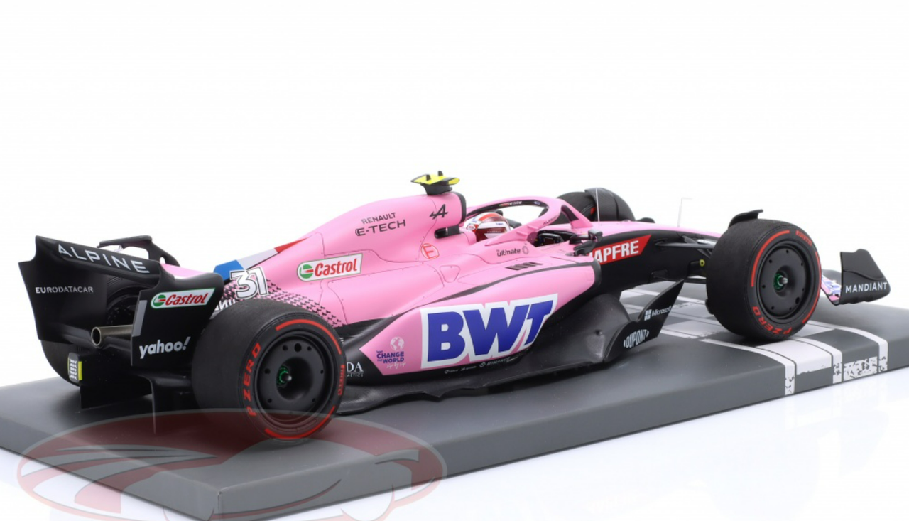 1/18 Minichamps 2022 Formula 1 Esteban Ocon Alpine A522 #31 7th Bahrain GP Car Model