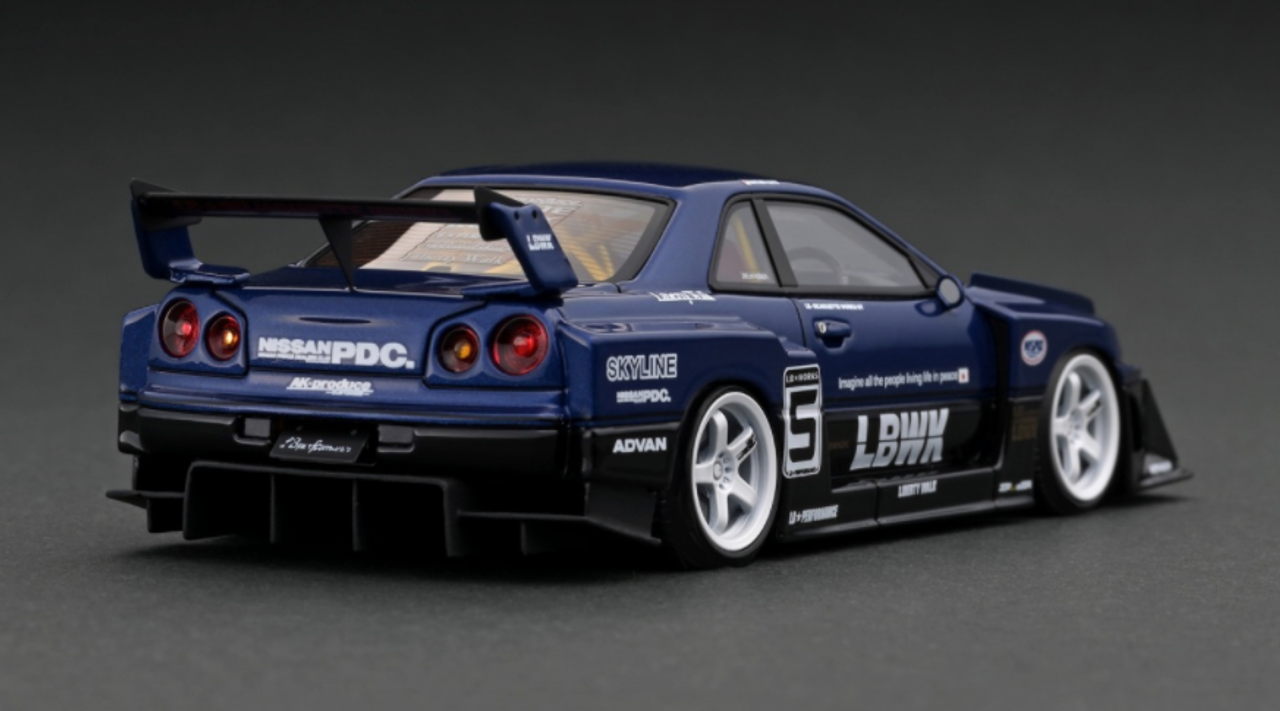 1/43 Ignition Model LB-ER34 Super Silhouette SKYLINE Blue/Black Resin Car Model