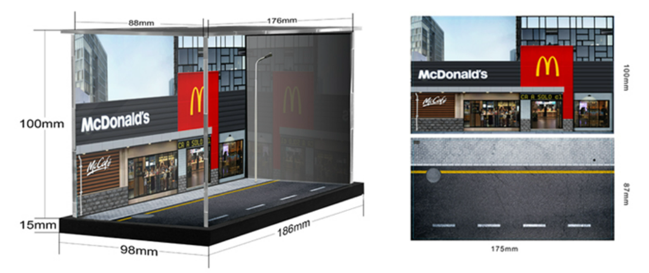 1/64 MoreArt McDonald Store Diorama Scene (car models & figures NOT included)
