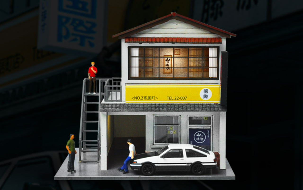 1/64 MoreArt Initial D Movie Motel Diorama with Lights (car model & figures NOT included)