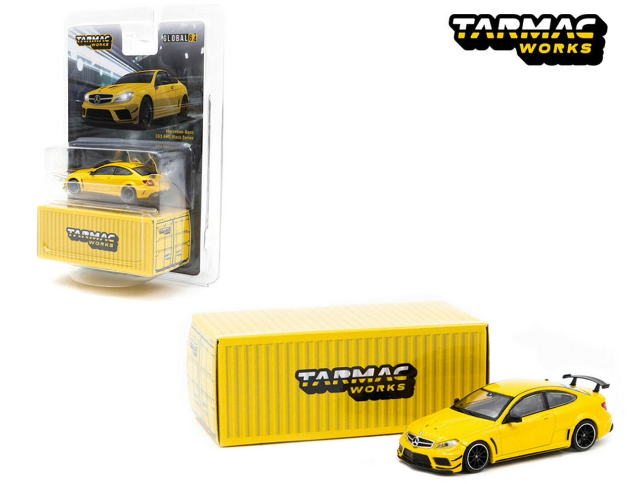 1/64 Tarmac Works Mercedes-Benz W204 C63 AMG Black Series (Yellow) Diecast  Car Model