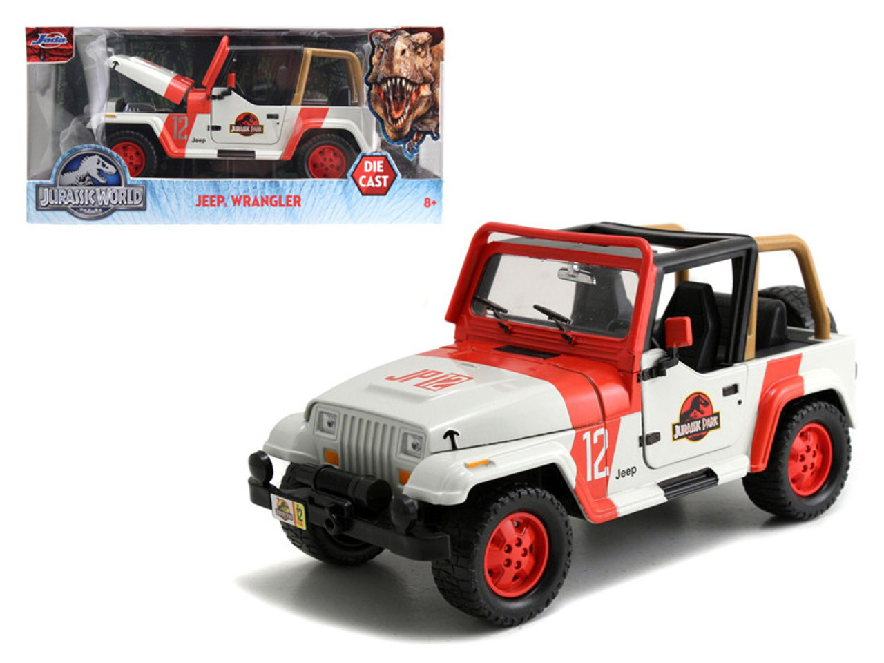 1992 Jeep Wrangler Jurassic World Movie 1/24 Diecast Model Car by Jada