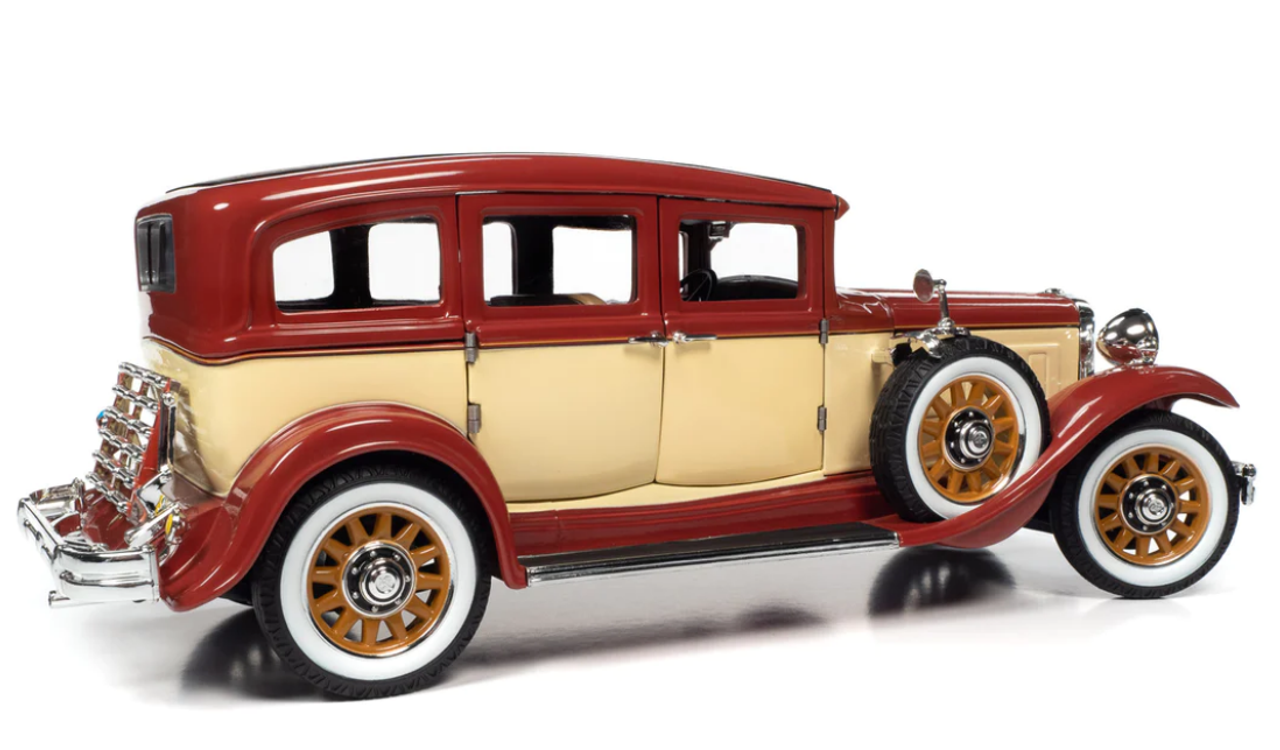 1931 Peerless Master 8 Sedan Maroon and Cream with a Black Top 1/18 Diecast Model Car by Auto World