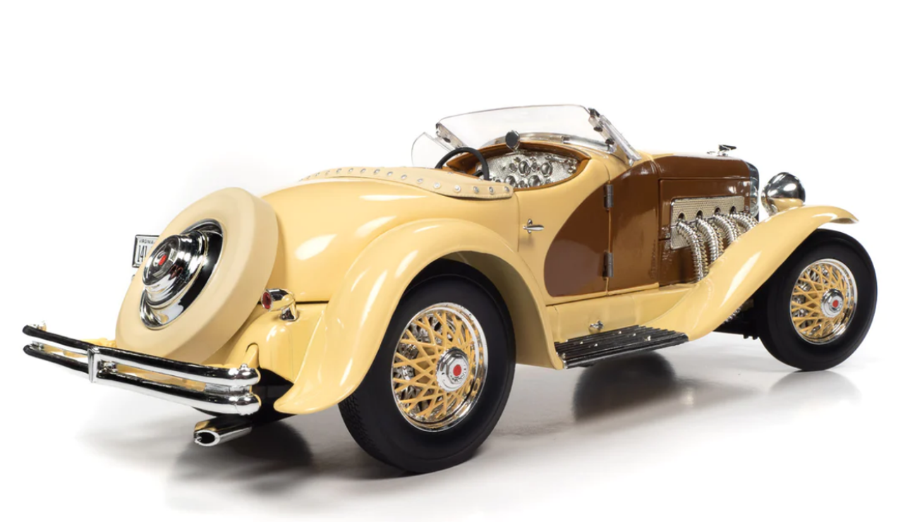 1/18 Auto World 1935 Duesenberg SSJ Speedster Yukon Gold and Chocolate Brown Diecast Car Model