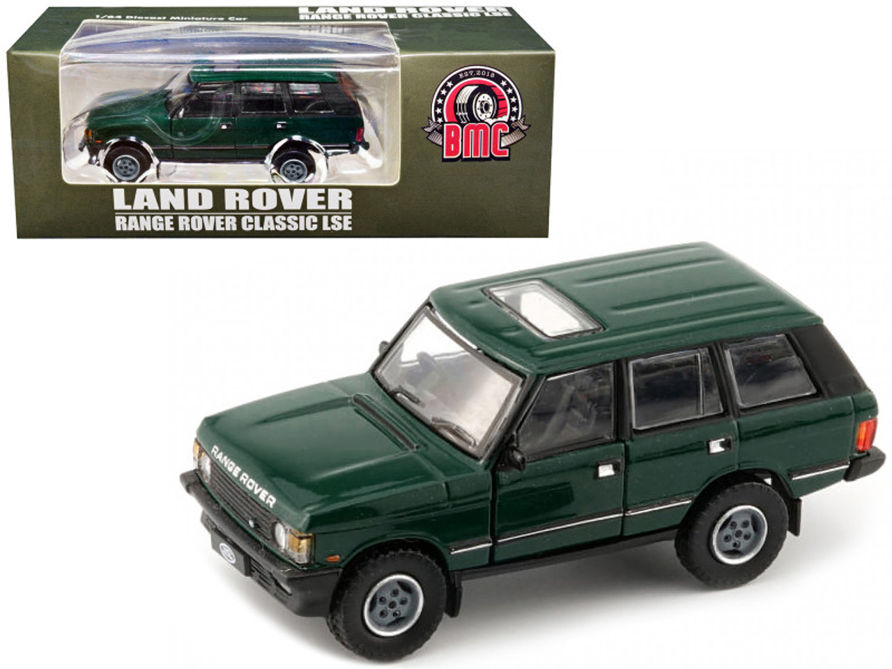 Land Rover Range Rover Classic LSE RHD (Right Hand Drive) Green with Sunroof with Extra Wheels 1/64 Diecast Model Car by BM Creations