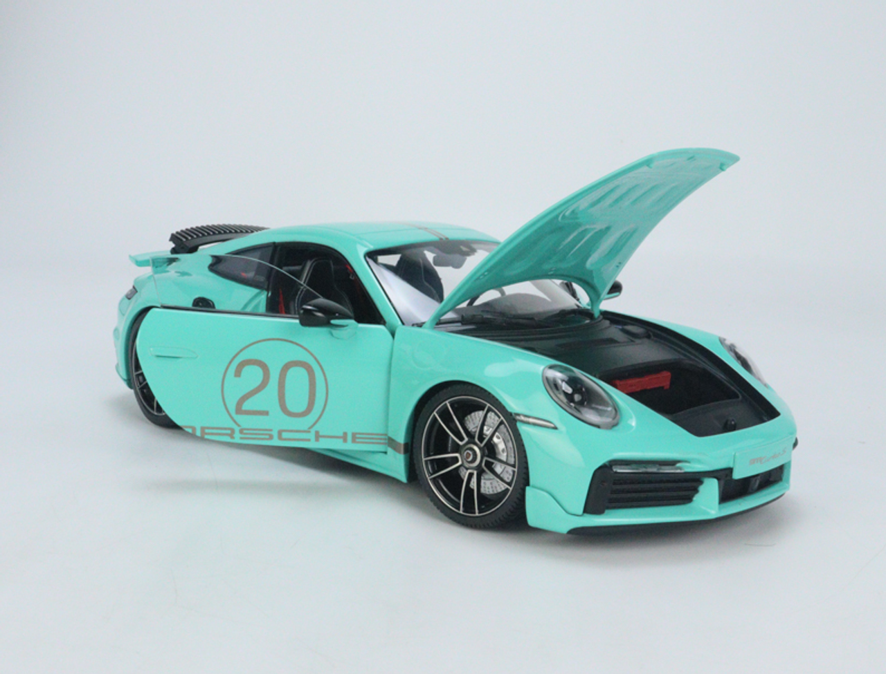 1/18 Minichamps 2021 Porsche 911 (992) Turbo S Coupe Sport Design 20th Anniversary Edition (Mint Blue) Full Open Diecast Car Model Limited 500 Pieces