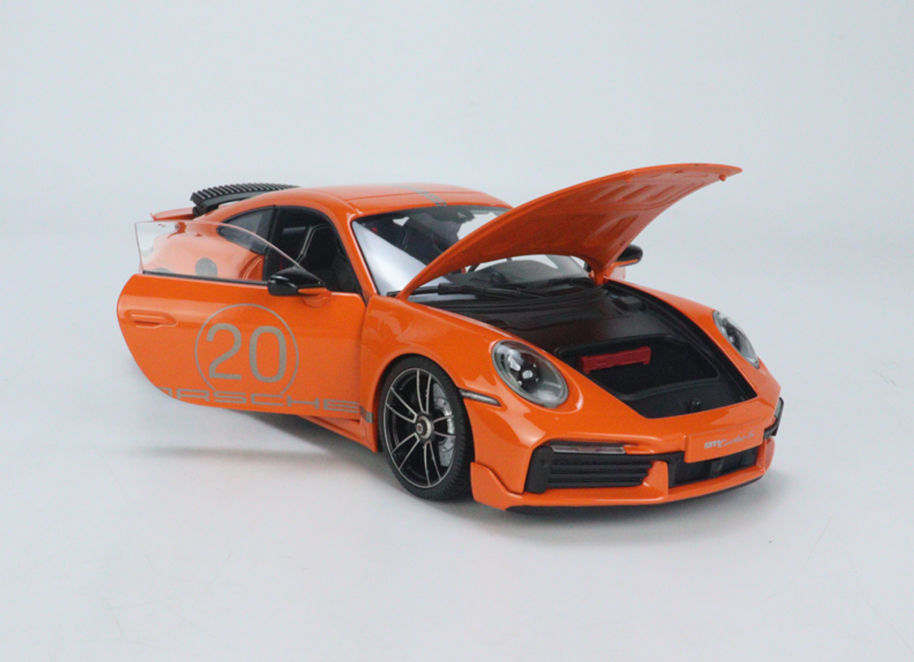 1/18 Minichamps 2021 Porsche 911 (992) Turbo S Coupe Sport Design 20th Anniversary Edition (Orange) Full Open Diecast Car Model Limited 500 Pieces