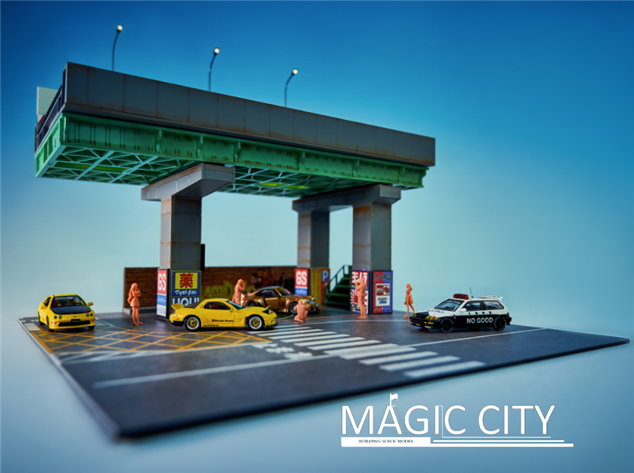 1/64 Magic City Japan Street Highway & Basket Ball Diorama (cars & figures NOT included)
