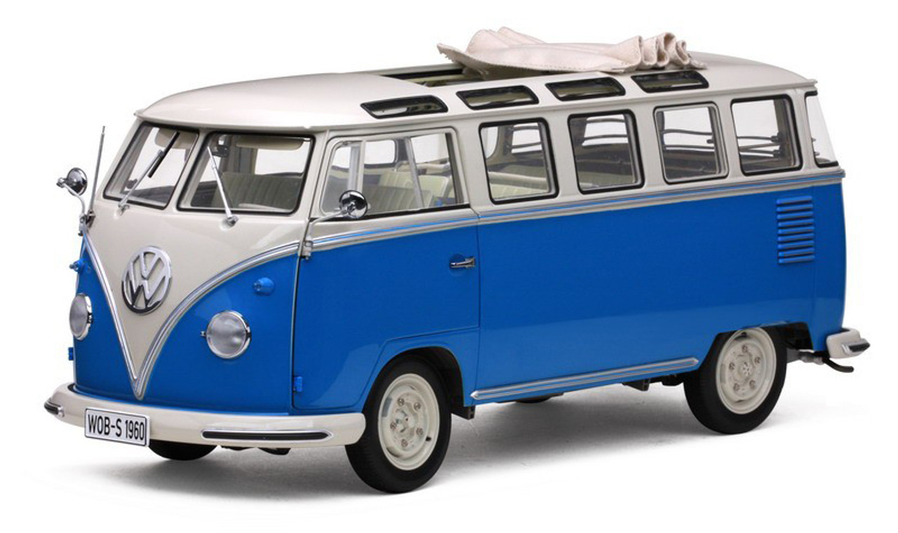 1/12 Sunstar Volkswagen Samba T1 Bus (Blue & White) Diecast Car Model